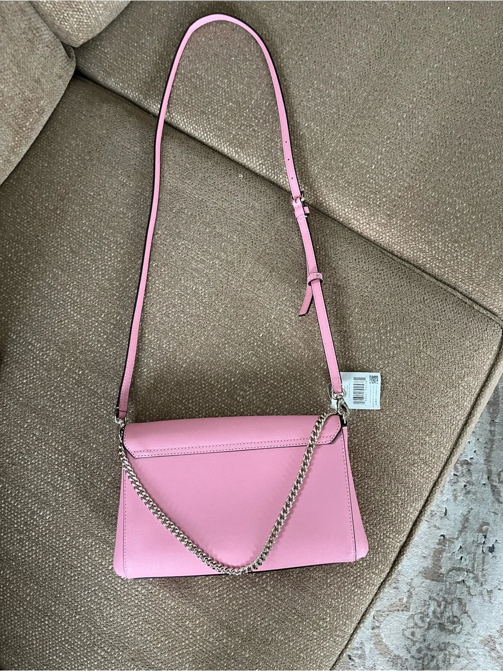 kate spade Pink Saffiano Leather Crossbody with Chain Strap